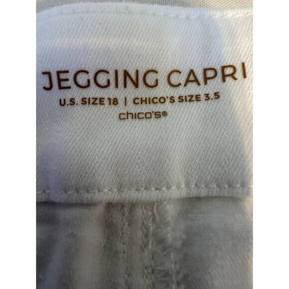 Chicos Jegging Capri Denim Sz 18/ Sz 3.5 No Stain Pull On White Stretchy NEW - Picture 6 of 13